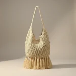 Sac paille bohème avec longues franges - Vue 1 - Sac Paille