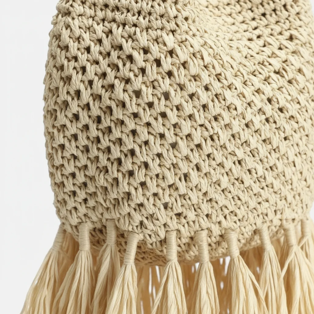 Sac paille bohème avec longues franges - Vue 4 - Sac Paille