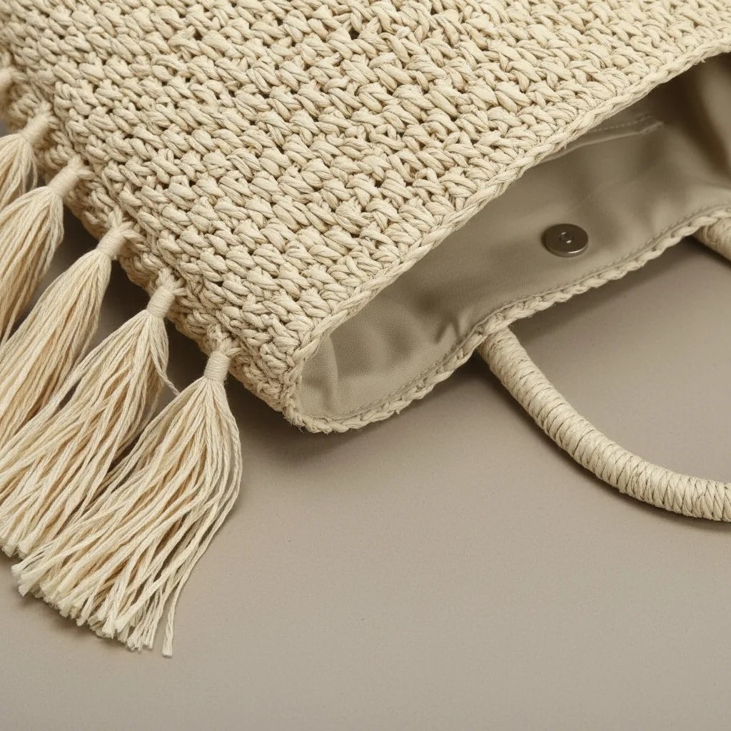 Sac paille bohème avec longues franges - Vue 6 - Sac Paille