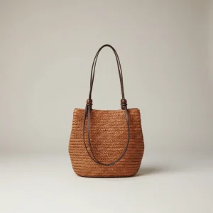 Sac paille bohème chic porté épaule - Vue 1 - Sac Paille