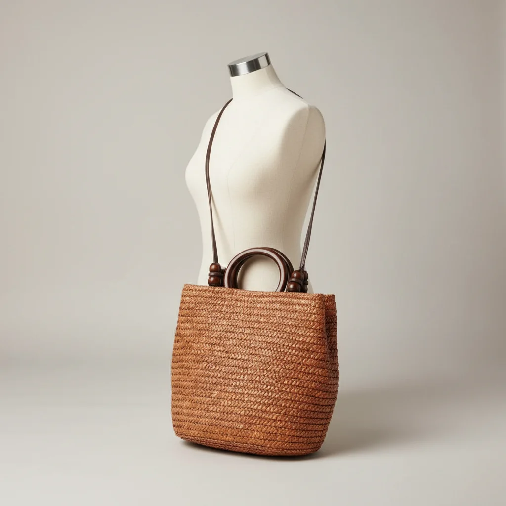 Sac paille bohème chic porté épaule - Vue 5 - Sac Paille