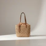 Sac paille cabas ajouré anses en cuir - Vue 1 - Sac Paille