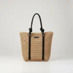 Sac paille cabas anses corde noire - Vue 1 - Sac Paille