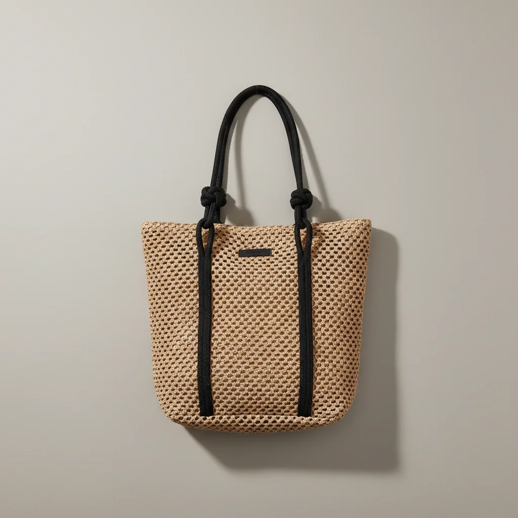 Sac paille cabas anses corde noire - Vue 3 - Sac Paille
