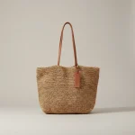 Sac paille cabas anses cuir élégant - Vue 1 - Sac Paille