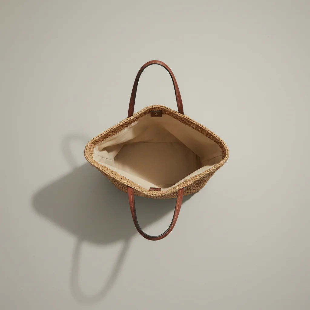Sac paille cabas anses en cuir - Vue 3 - Sac Paille