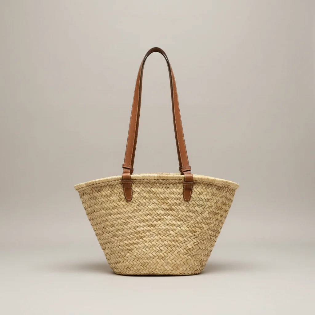 Sac paille cabas anses en cuir polyuréthane - Vue 1 - Sac Paille