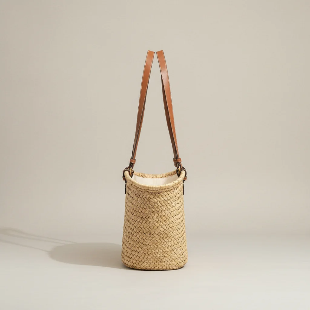 Sac paille cabas anses en cuir polyuréthane - Vue 2 - Sac Paille