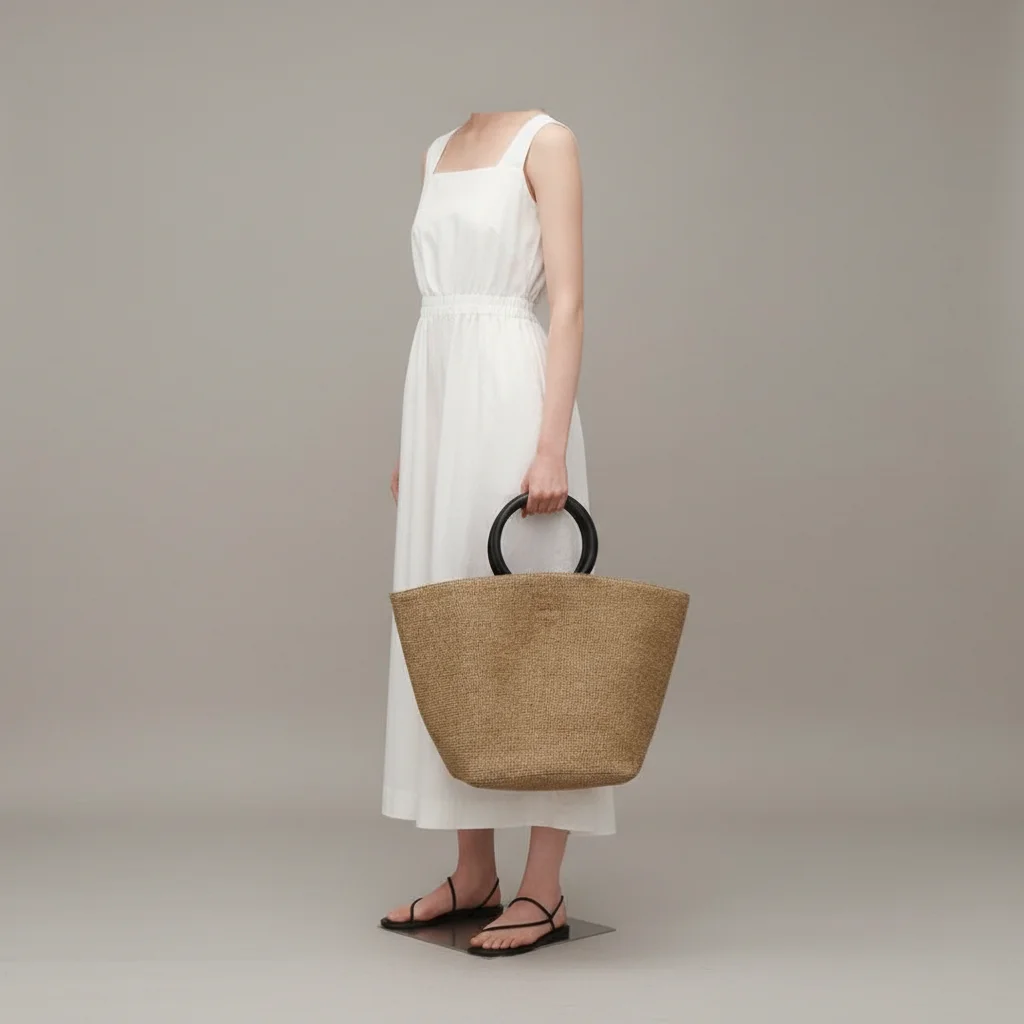 Sac paille cabas anses rondes élégantes - Vue 5 - Sac Paille