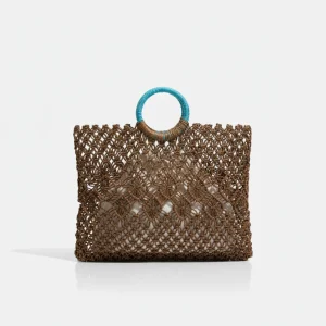 Sac paille cabas crocheté avec pochette - Vue 1 - Sac Paille