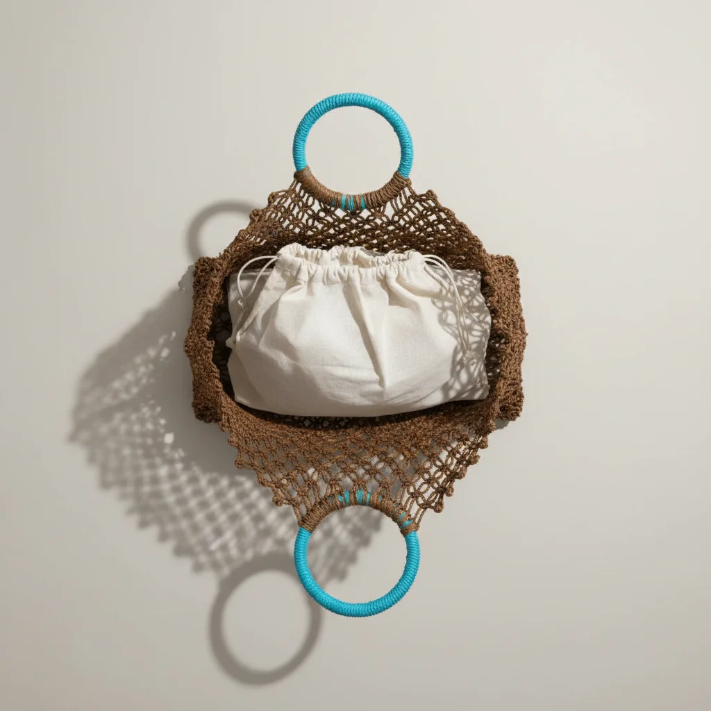 Sac paille cabas crocheté avec pochette - Vue 3 - Sac Paille