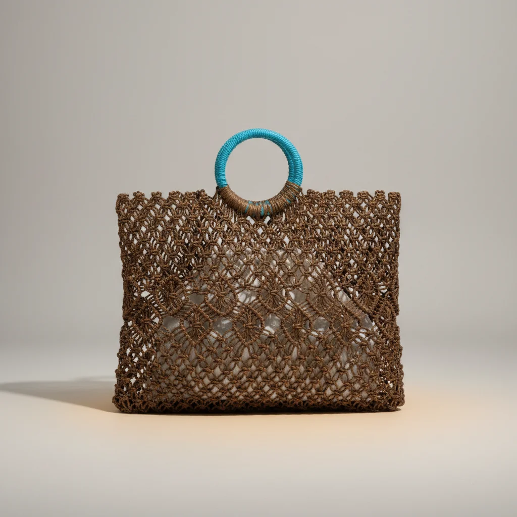 Sac paille cabas crocheté avec pochette - Vue 4 - Sac Paille