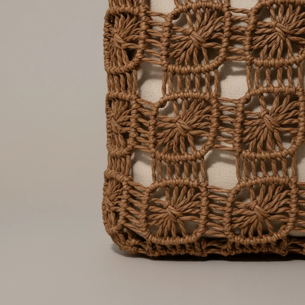 Sac paille cabas crocheté avec pochette - Vue 6 - Sac Paille