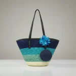 Sac paille cabas fleuri et porte-monnaie assorti - Vue 1 - Sac Paille