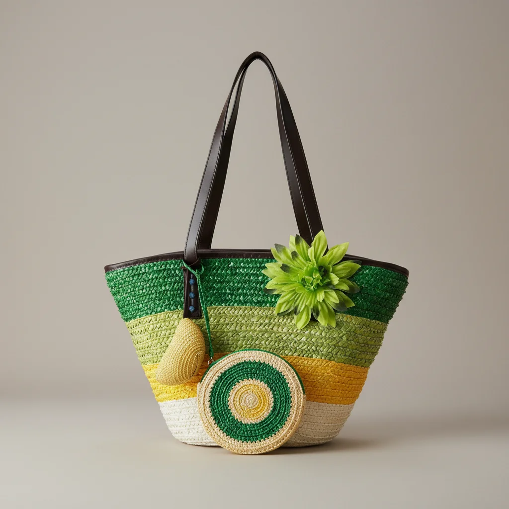 Sac paille cabas fleuri et porte-monnaie assorti - Vue 11 - Sac Paille