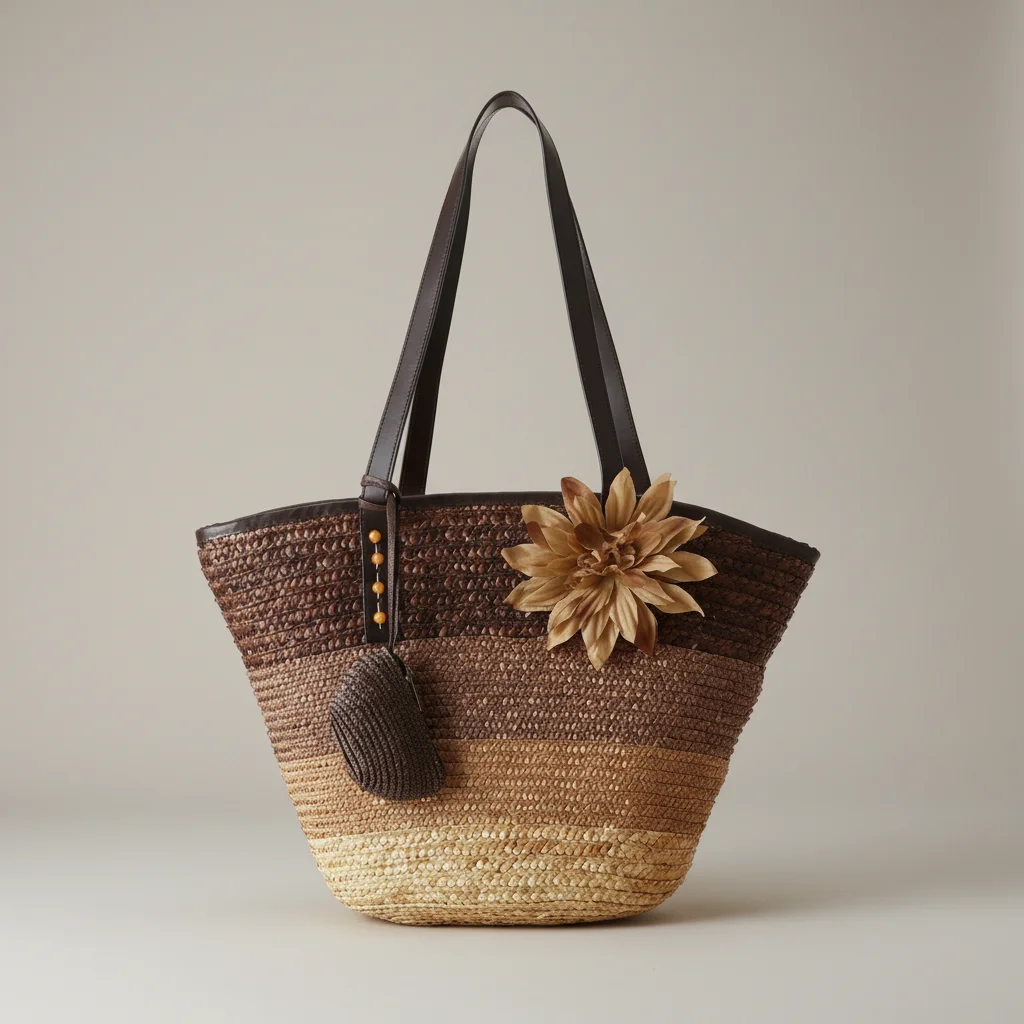 Sac paille cabas fleuri et porte-monnaie assorti - Vue 12 - Sac Paille