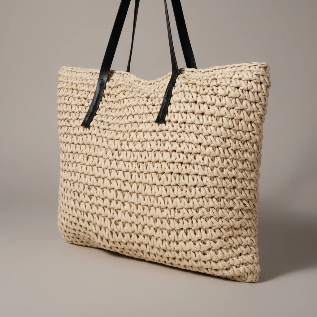 Sac paille cabas grand format zippé - Vue 4 - Sac Paille