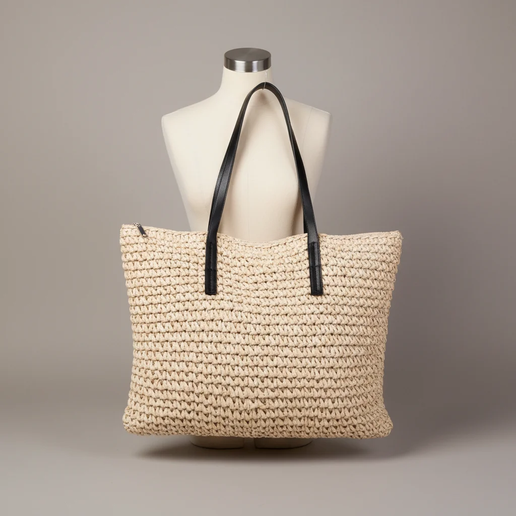 Sac paille cabas grand format zippé - Vue 5 - Sac Paille