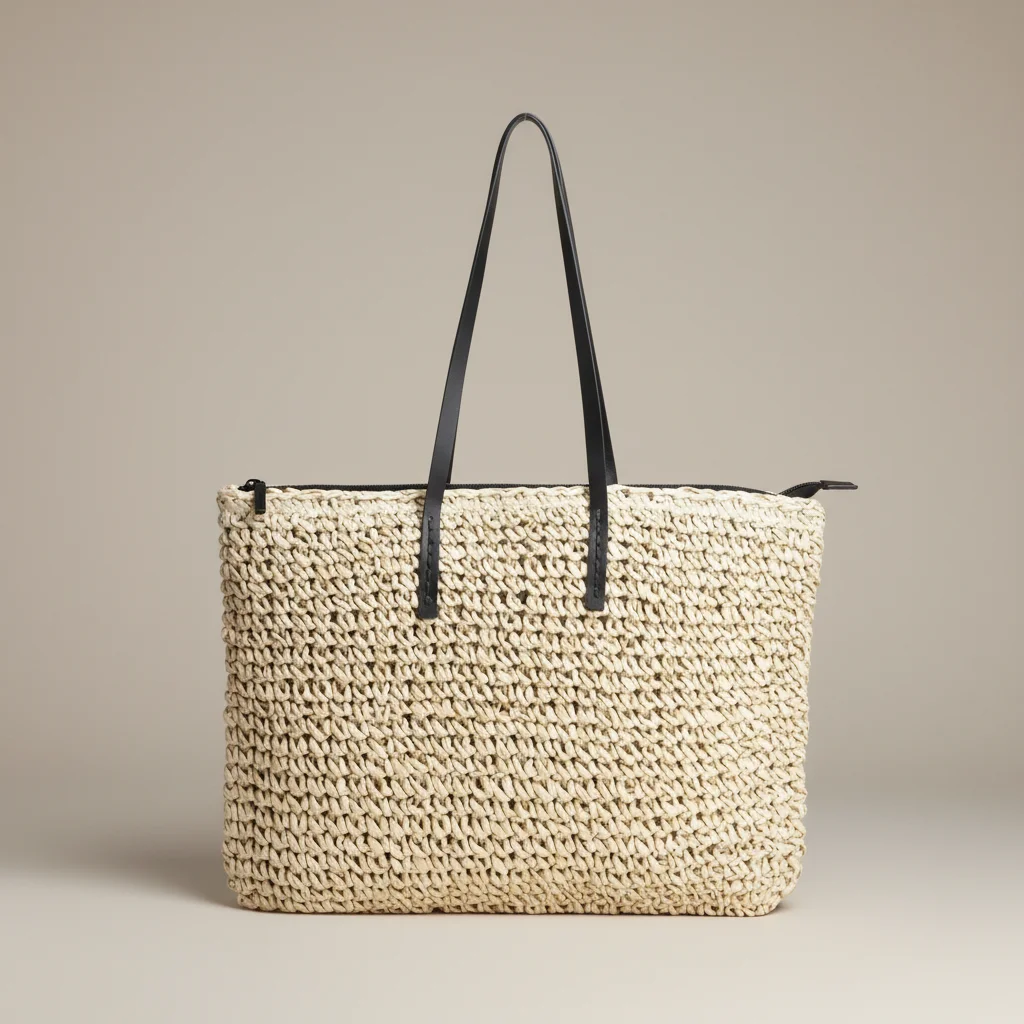 Sac paille cabas grand format zippé - Vue 6 - Sac Paille