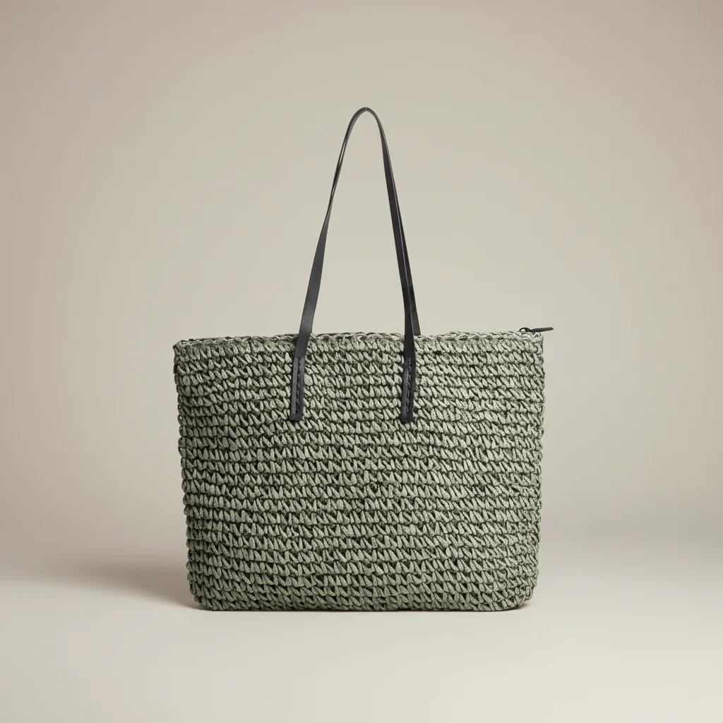 Sac paille cabas grand format zippé - Vue 9 - Sac Paille