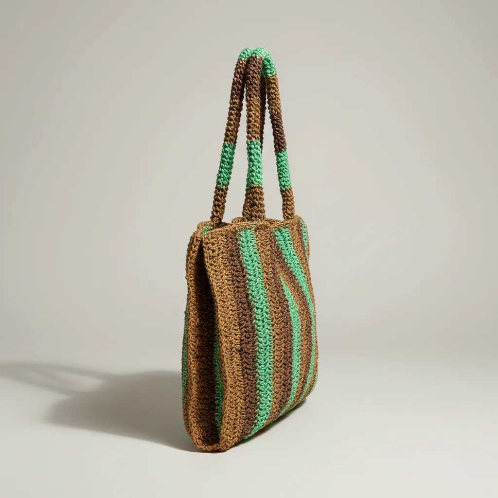 Sac paille cabas rayé anses longues - Vue 2 - Sac Paille