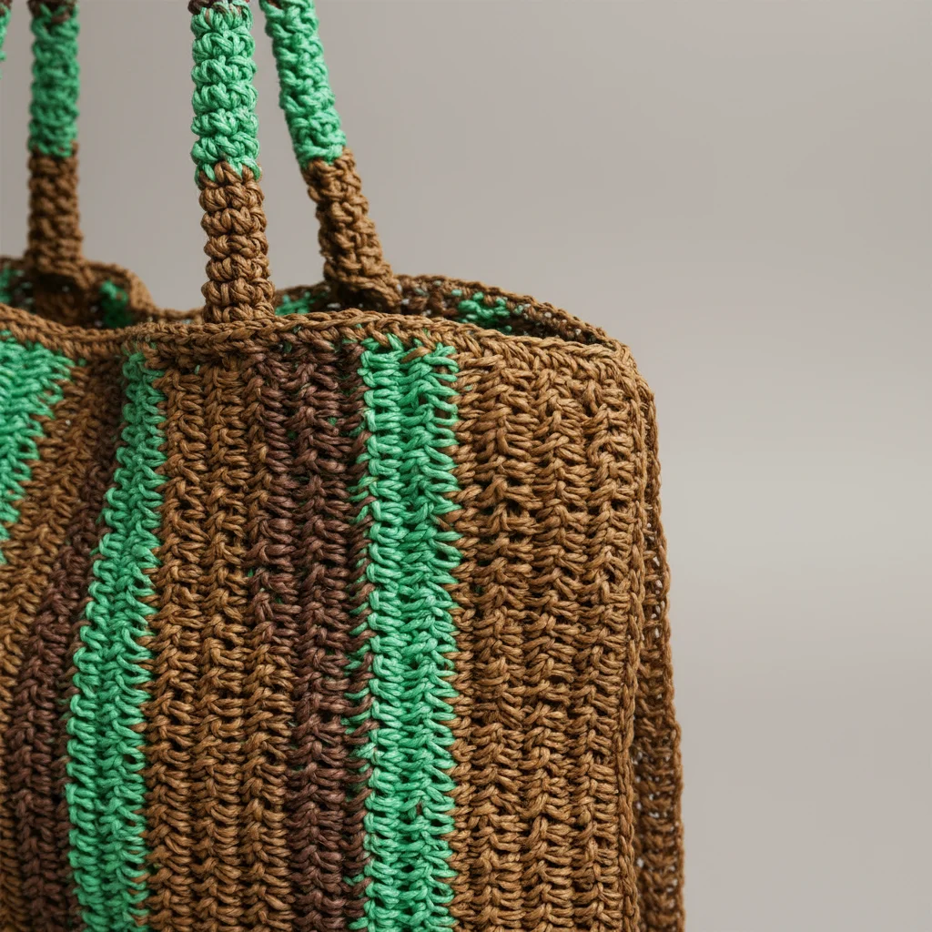 Sac paille cabas rayé anses longues - Vue 4 - Sac Paille