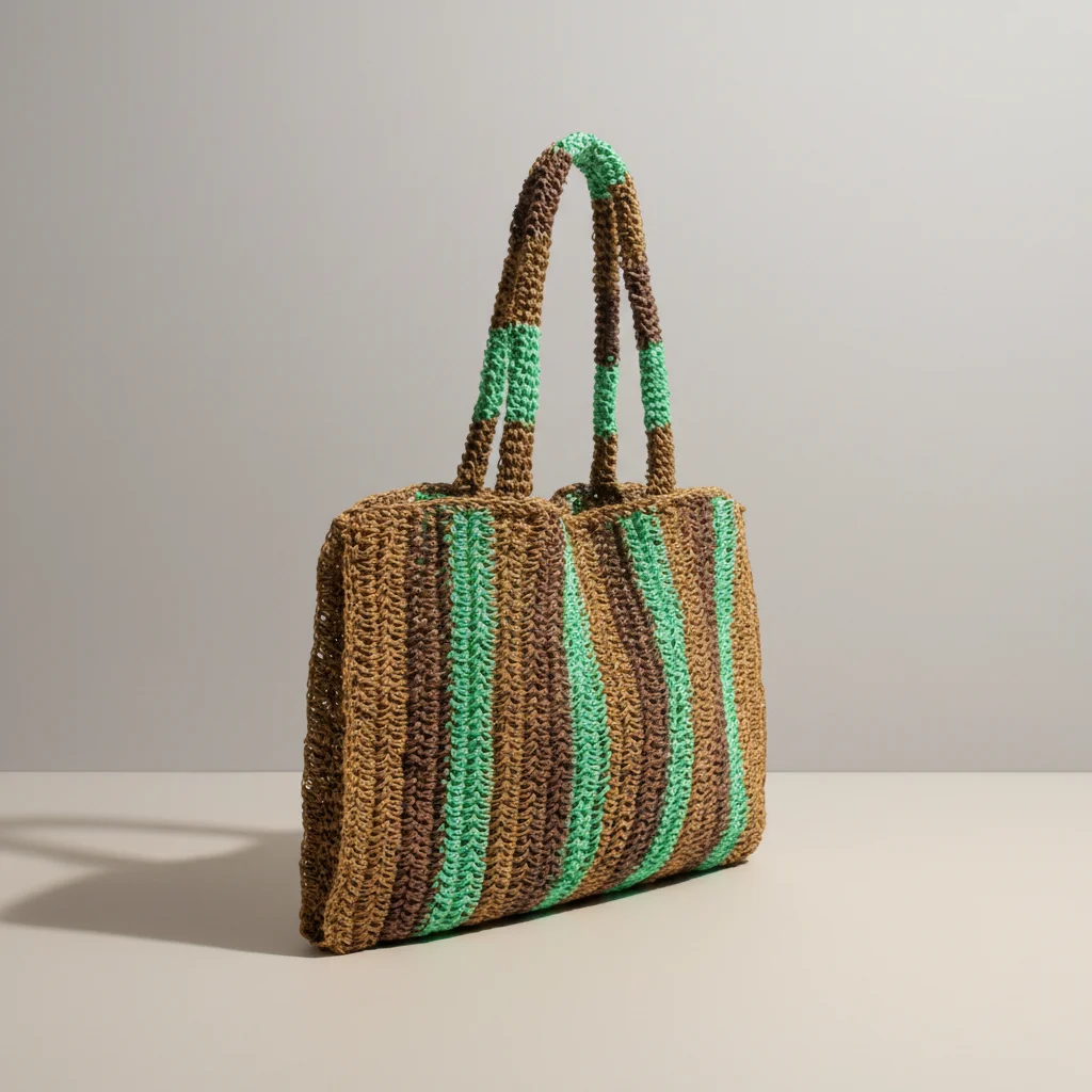Sac paille cabas rayé anses longues - Vue 5 - Sac Paille