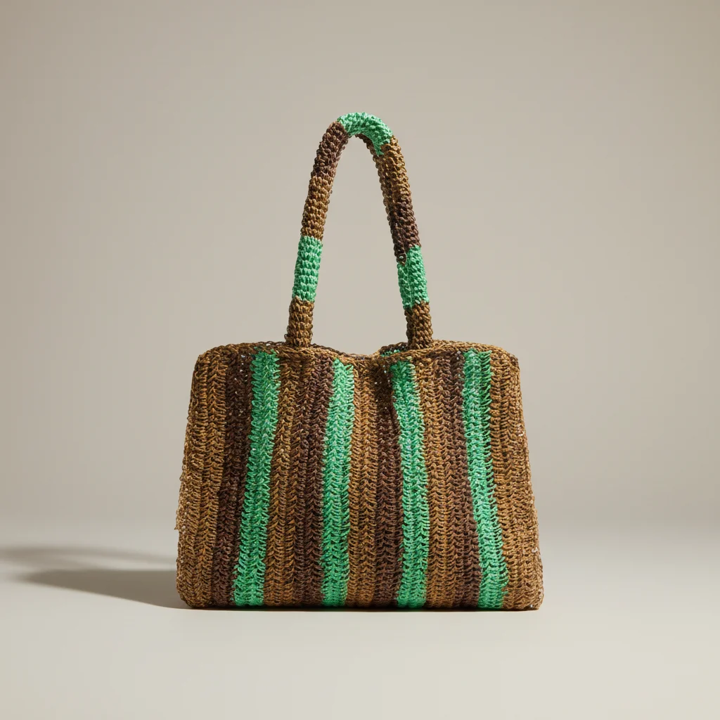 Sac paille cabas rayé anses longues - Vue 6 - Sac Paille