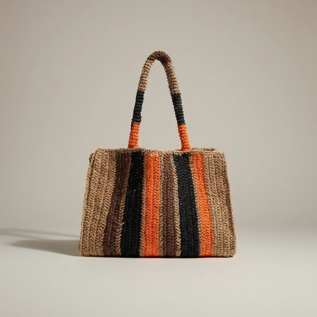 Sac paille cabas rayé anses longues - Vue 7 - Sac Paille