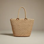Sac paille cabas tressé fermeture zippée - Vue 1 - Sac Paille