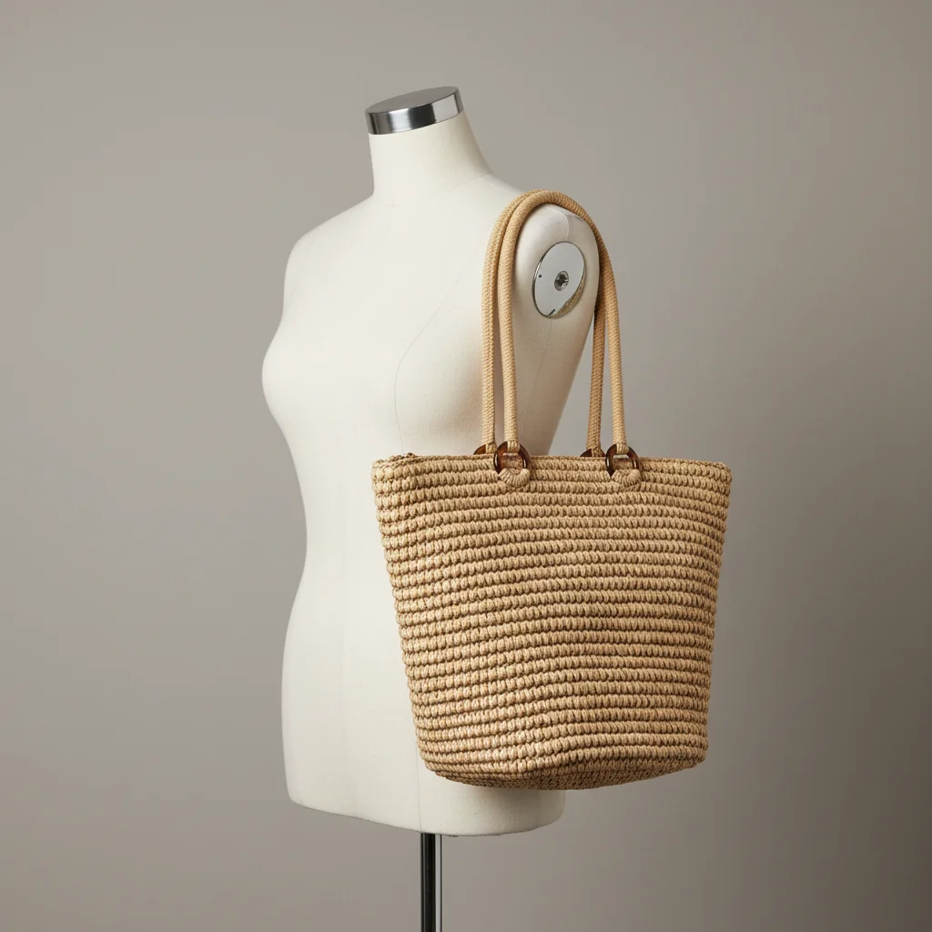 Sac paille cabas tressé fermeture zippée - Vue 5 - Sac Paille
