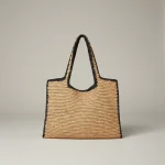 Sac paille cabas tressé liseré contrastant - Vue 1 - Sac Paille