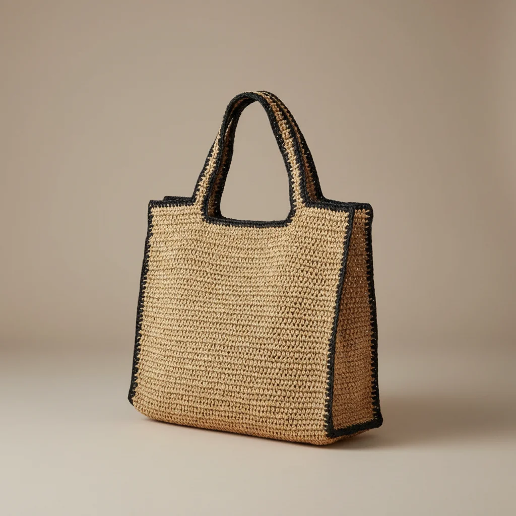 Sac paille cabas tressé liseré contrastant - Vue 2 - Sac Paille