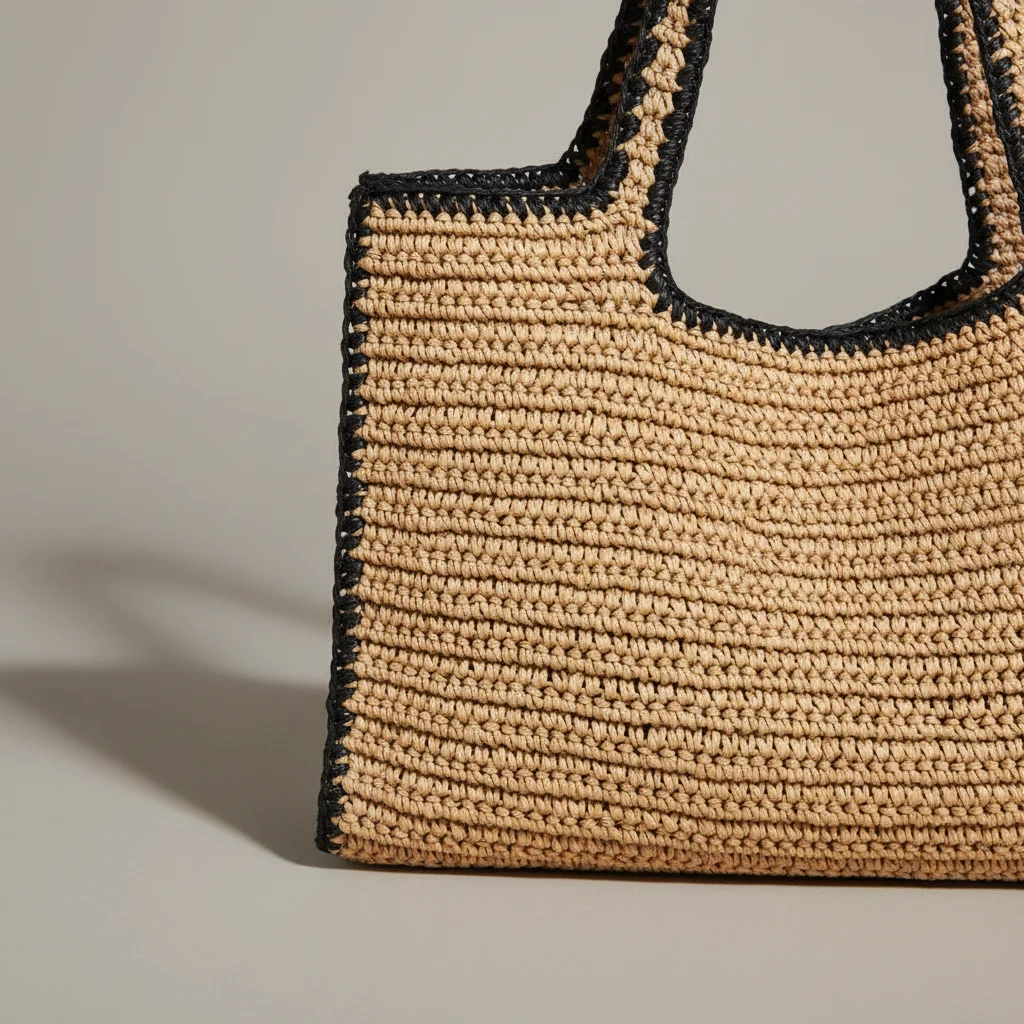 Sac paille cabas tressé liseré contrastant - Vue 4 - Sac Paille