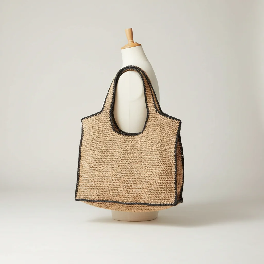 Sac paille cabas tressé liseré contrastant - Vue 5 - Sac Paille