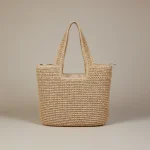 Sac paille cabas zippé bohème - Vue 1 - Sac Paille