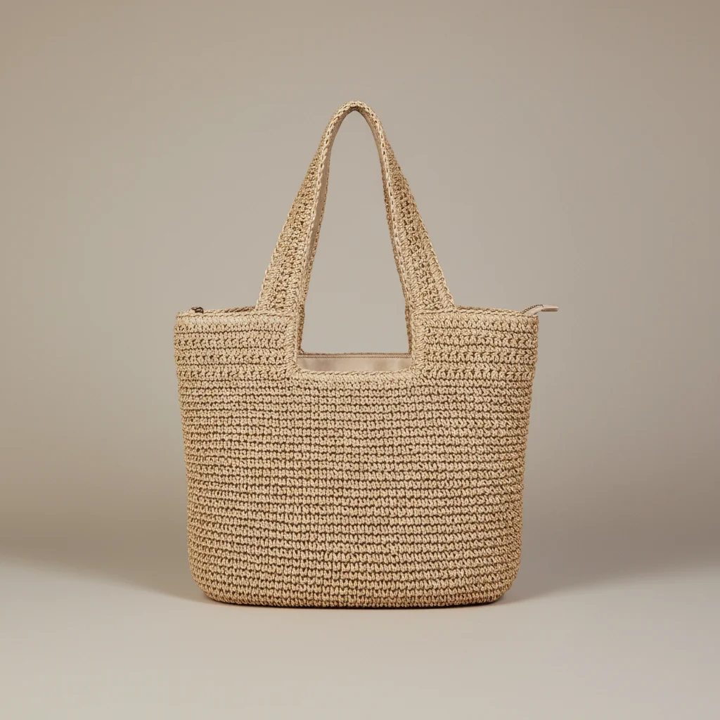 Sac paille cabas zippé bohème - Vue 1 - Sac Paille