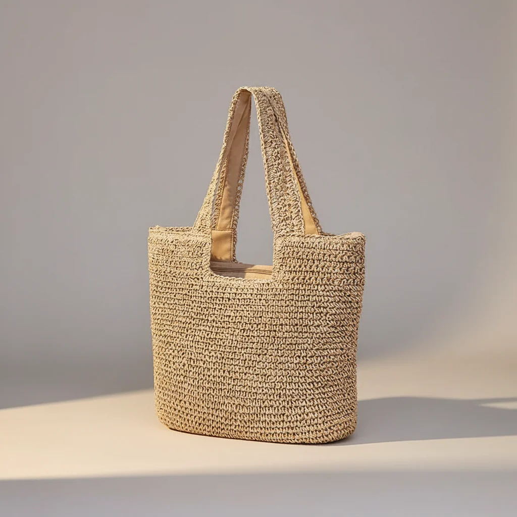 Sac paille cabas zippé bohème - Vue 5 - Sac Paille