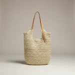 Sac paille grand cabas anses effet cuir - Vue 1 - Sac Paille