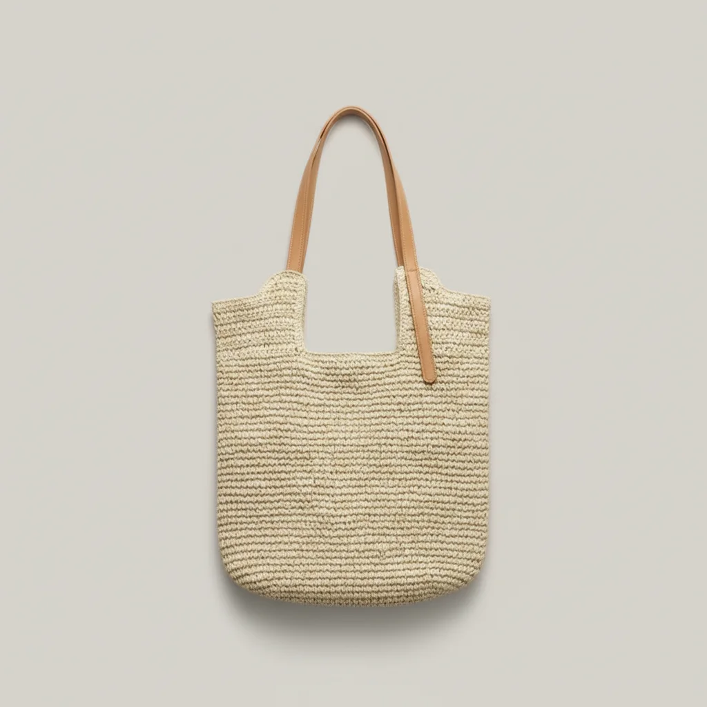 Sac paille grand cabas anses effet cuir - Vue 3 - Sac Paille