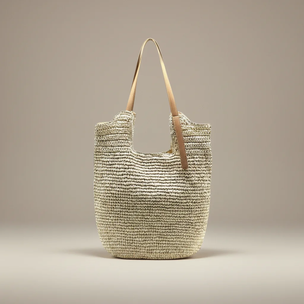 Sac paille grand cabas anses effet cuir - Vue 6 - Sac Paille