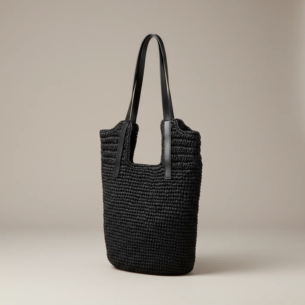 Sac paille grand cabas anses effet cuir - Vue 7 - Sac Paille