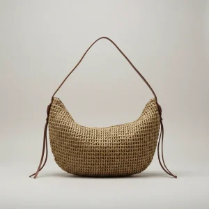 Sac paille hobo tressé anse polyuréthane - Vue 1 - Sac Paille