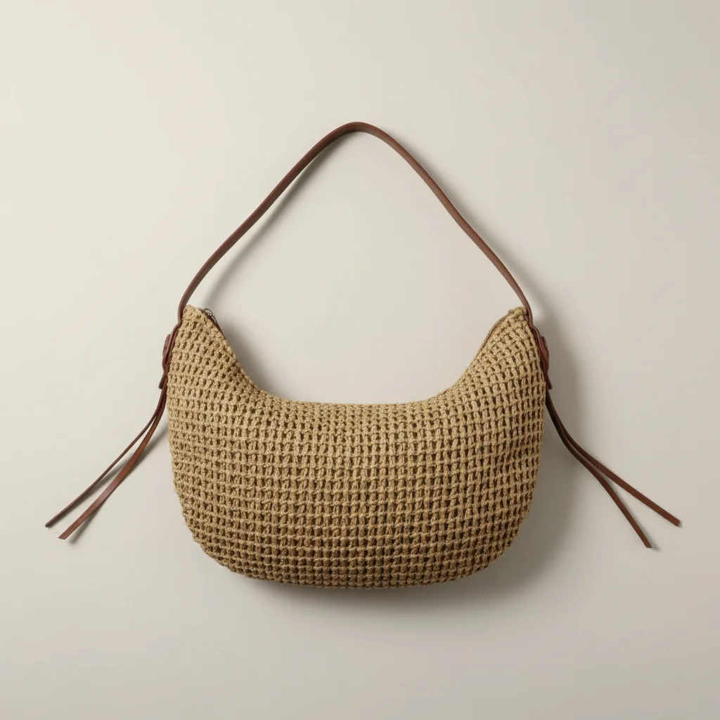 Sac paille hobo tressé anse polyuréthane - Vue 3 - Sac Paille