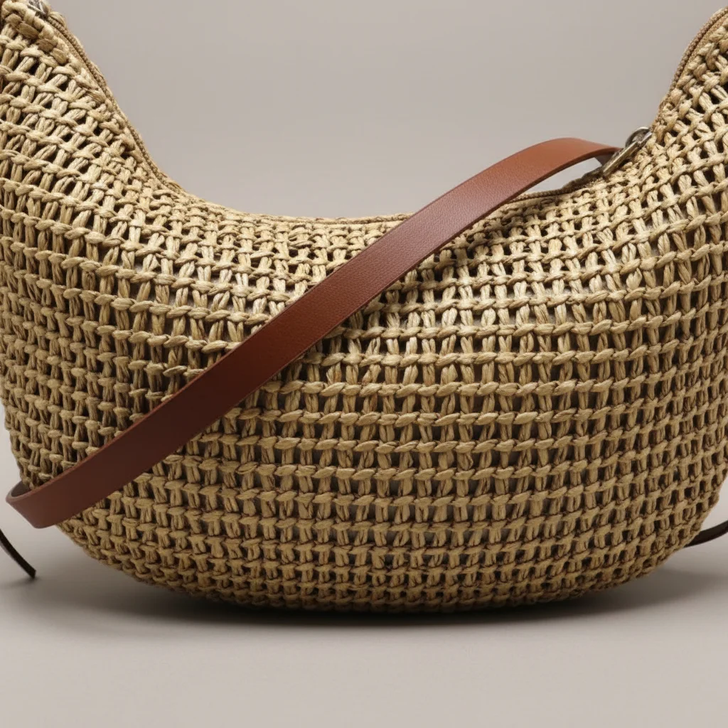 Sac paille hobo tressé anse polyuréthane - Vue 4 - Sac Paille