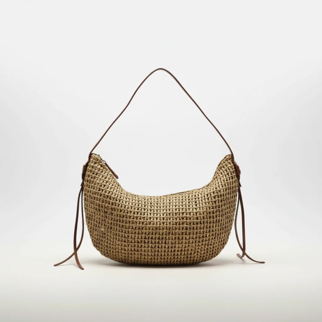 Sac paille hobo tressé anse polyuréthane - Vue 5 - Sac Paille