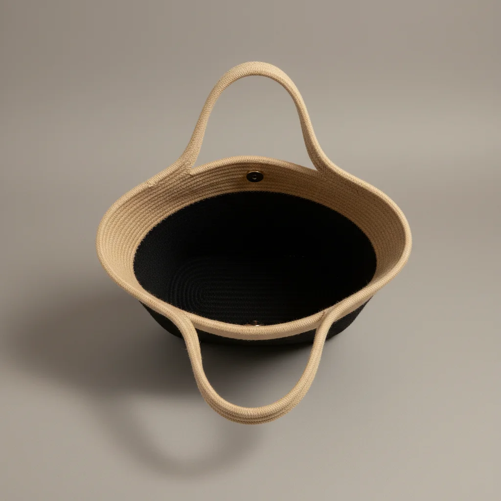 Sac paille panier bicolore anses tressées - Vue 3 - Sac Paille