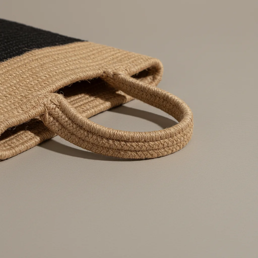 Sac paille panier bicolore anses tressées - Vue 4 - Sac Paille