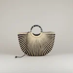 Sac paille panier rayé avec anses rondes - Vue 1 - Sac Paille