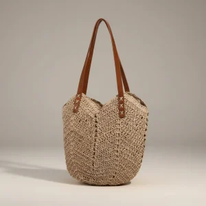 Sac paille plage grand format tressé - Vue 1 - Sac Paille